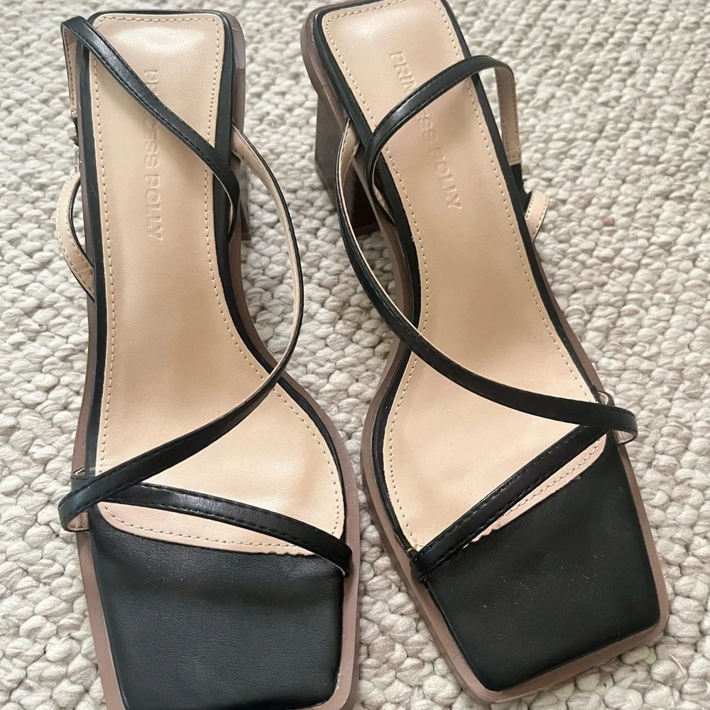 Princess Polly Black and Tan Strappy Heels - Picture 2 of 4